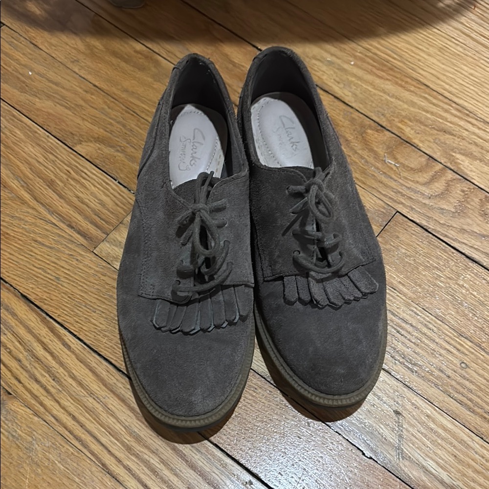 Clarks Brown Suede Lace-Up Shoes